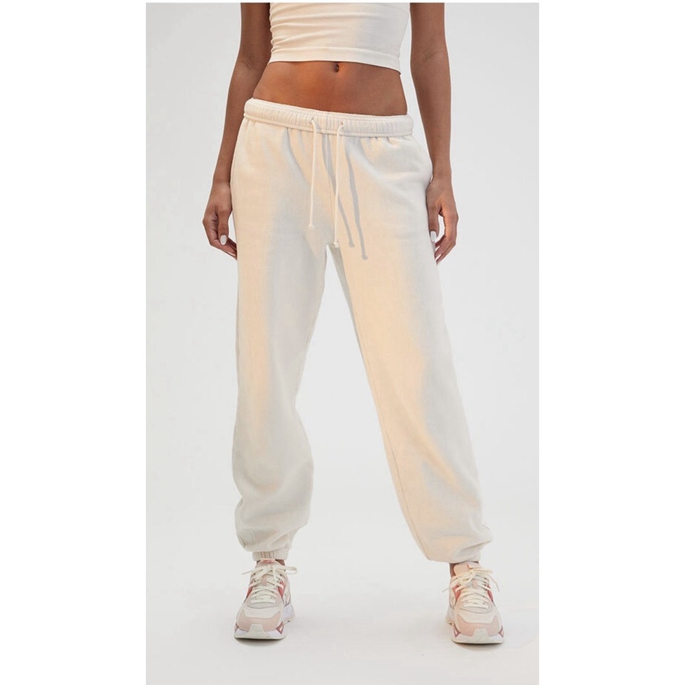 PAC 1980 Women Ivory Joggers Size S Drawstring Sweatpants Casual Lounge‎